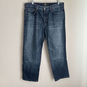 7‎ For All Mankind Jeans Mens 34x27 Relaxed Fit Denim Logo USA Made Altered